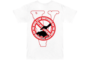 Pop Smoke x Vlone Stop Snitching T-Shirt Trắng / Đỏ PS2311