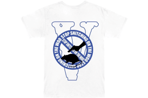 Pop Smoke x Vlone Stop Snitching T-Shirt White/Blue PS2311